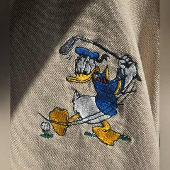 VINTAGE Disney Polo Golfing Donald Duck Mens Medium - Picture 6 of 8